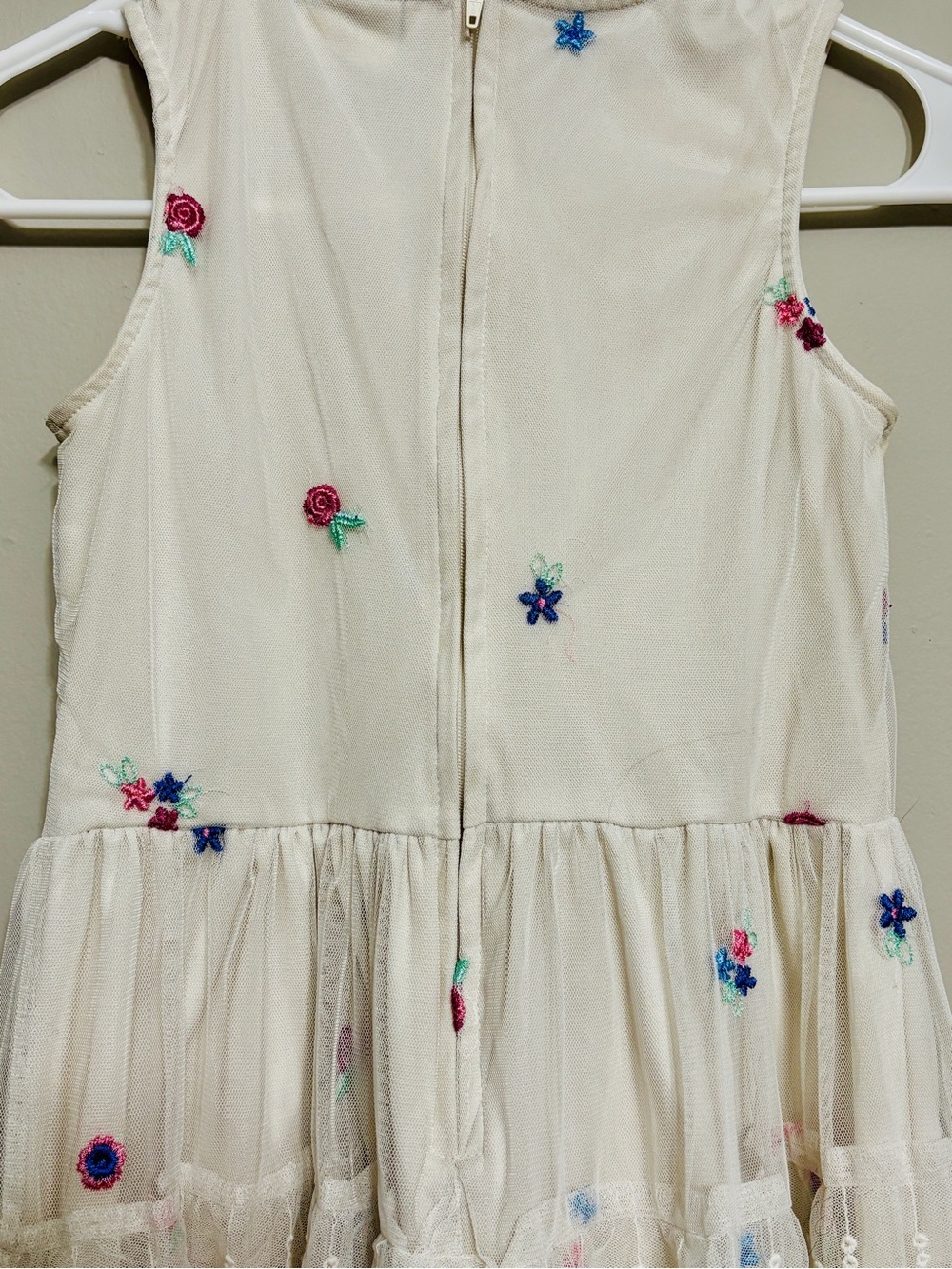 Rare Editions Girls Dress Size 12 Cream Tulle Tiered Lace Cottagecore Whimsical - Picture 7 of 8